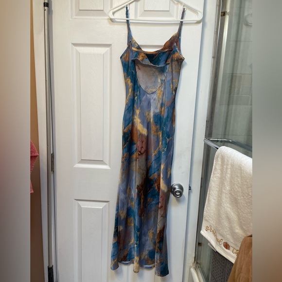 Backless Midi Slip Dress with Cowl Neck - Picture 4 of 5